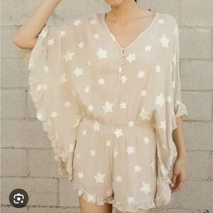 Star Patterned Beige Romper